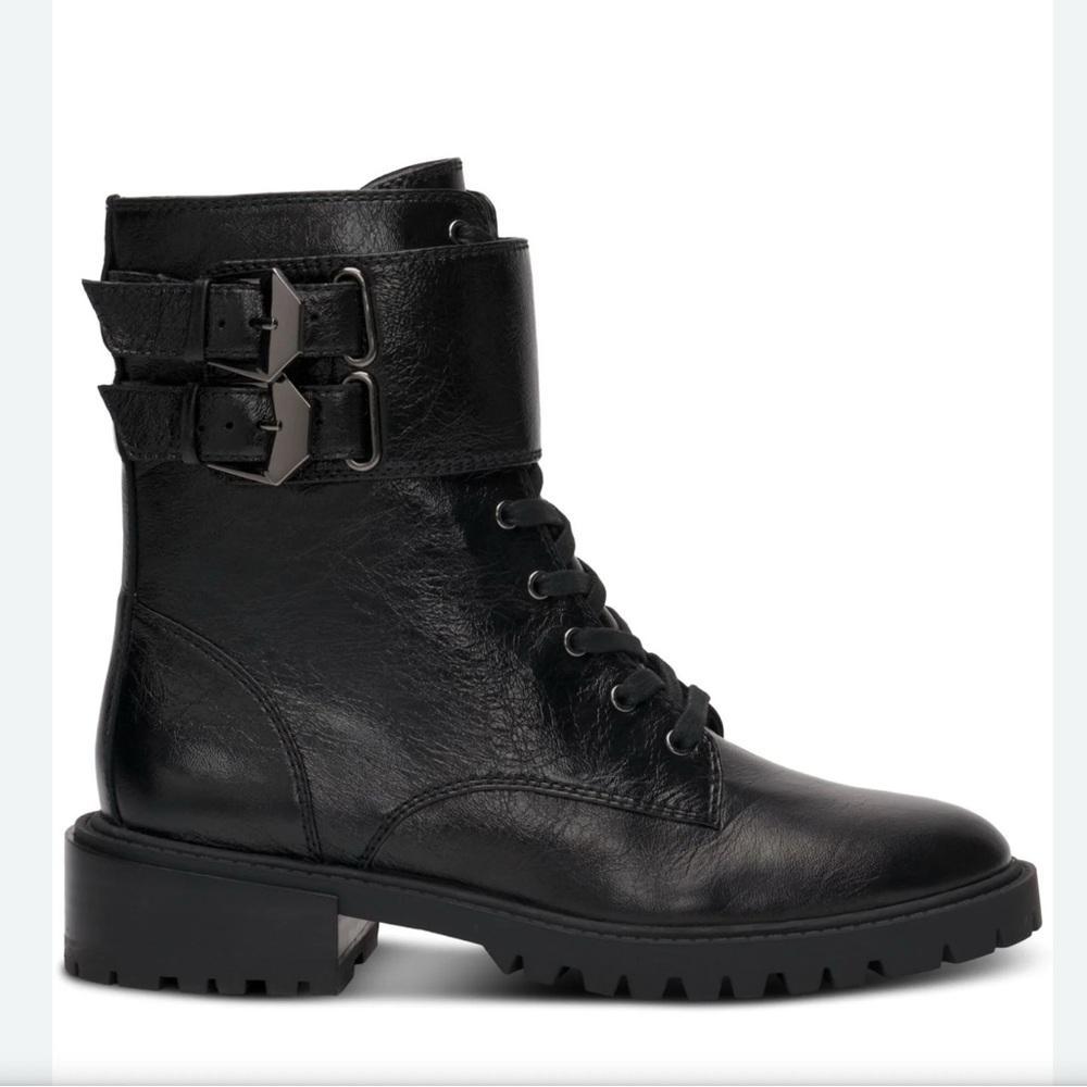Vince Camuto Women’s Black Leather Fawdry Combat Moto Boots Sz 9